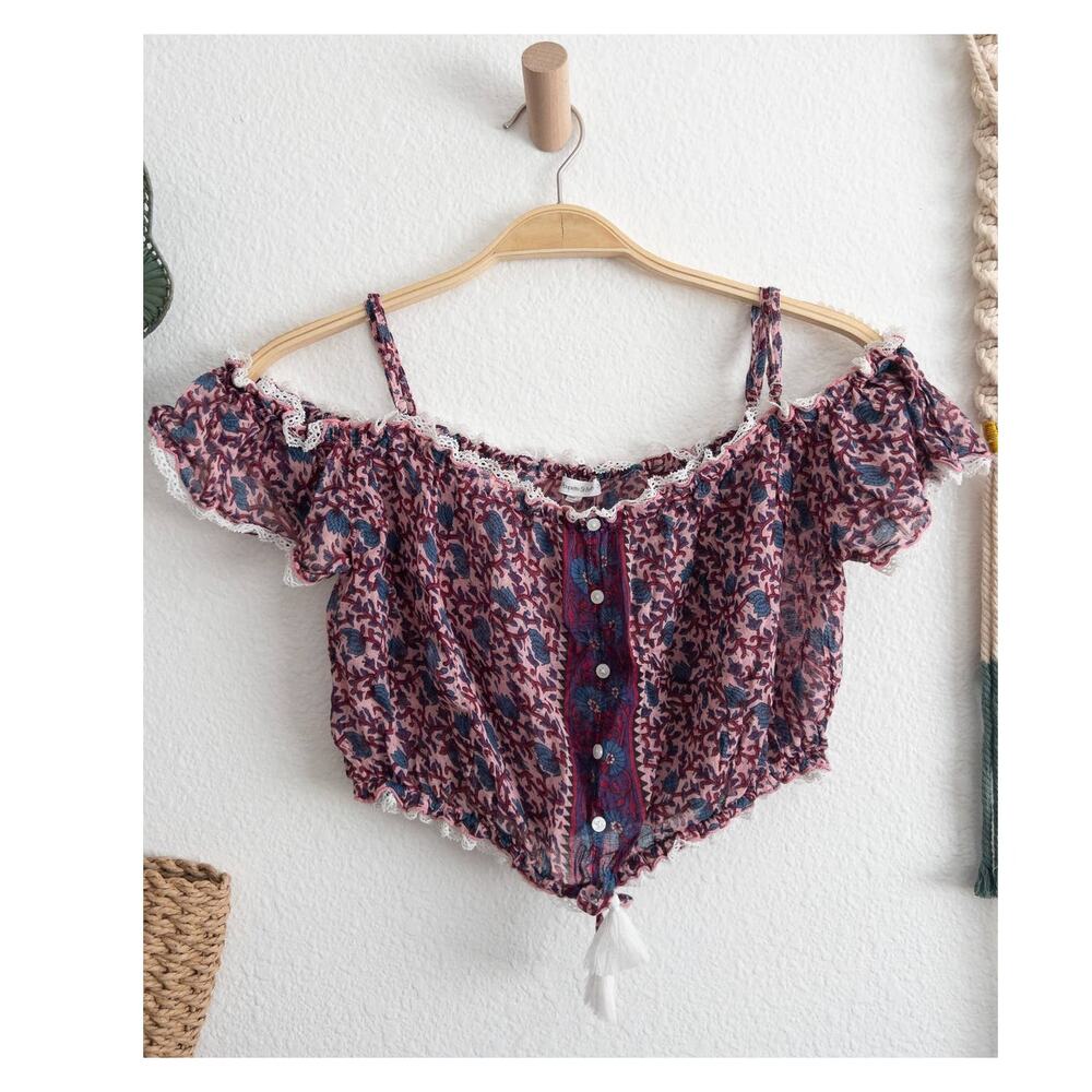 Poupette St Barth Honey Smocked Crop Top
